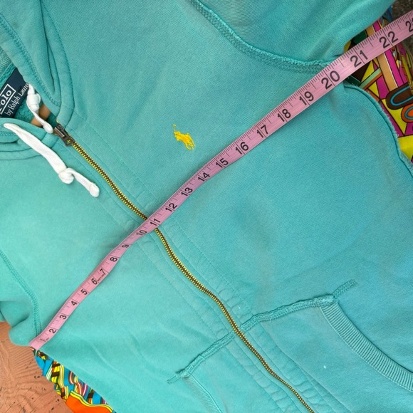 Vintage Polo Ralph Lauren Zip Hoodie Light Blue Mens Size Small Heavyweight - Picture 13 of 15